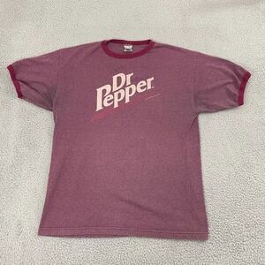Vintage Dr. Pepper Shirt Men L Burgundy TNT Soda Pop Y2K Ringer Tee